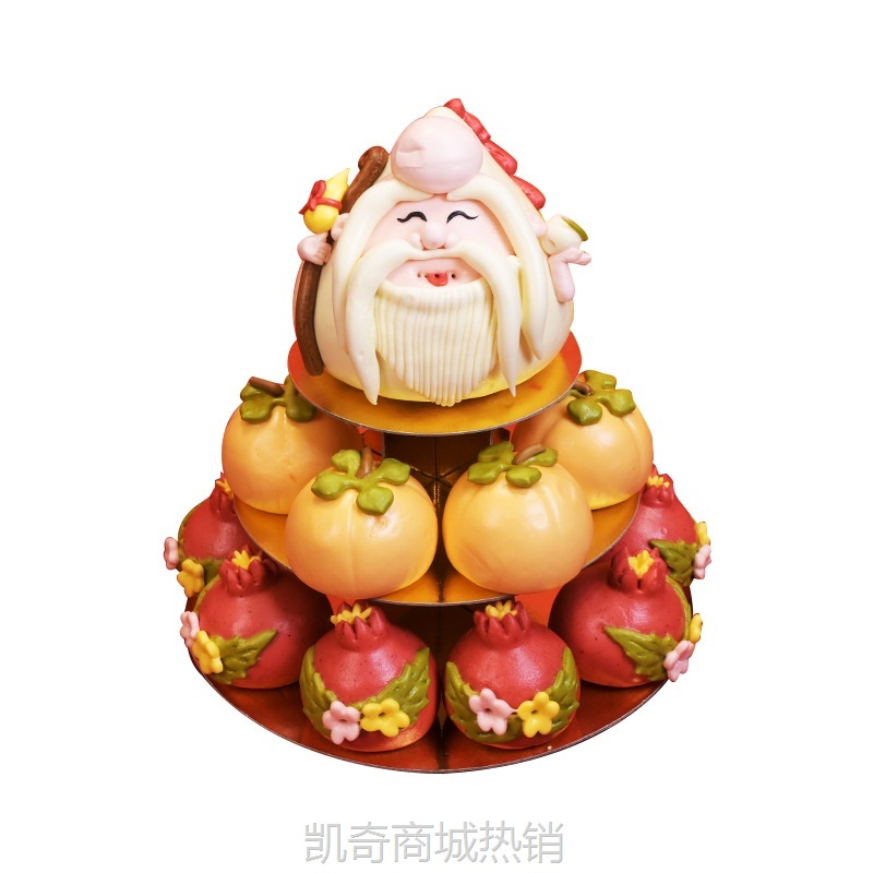 胶东花饽饽寿桃馒头生日老人花馍祝寿糕点大寿过寿寿桃三层寿塔