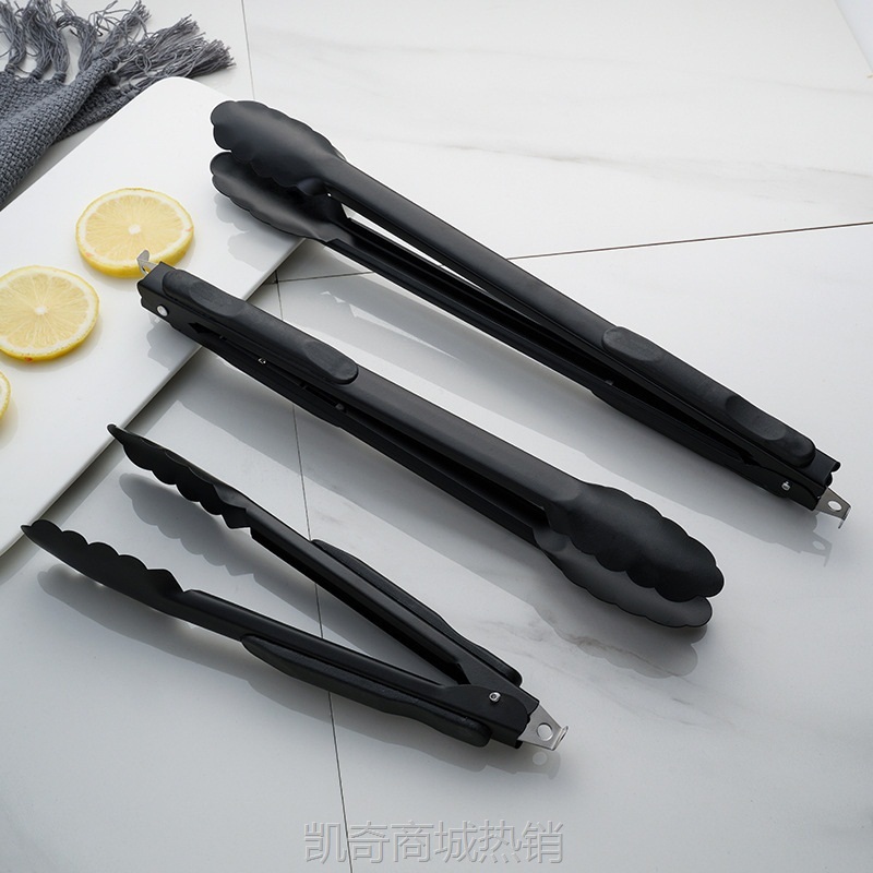 【♥首购3元♥】黑色不粘食品夹牛排烧烤夹烘焙面包夹厨房烘焙工具多功能自助餐夹