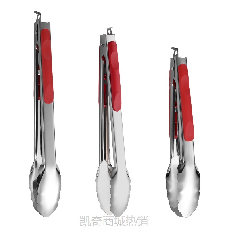 【♥首购3元♥】不锈钢红柄夹 无磁夹柄食品夹子烧烤夹厨房面包夹自助餐烤肉夹