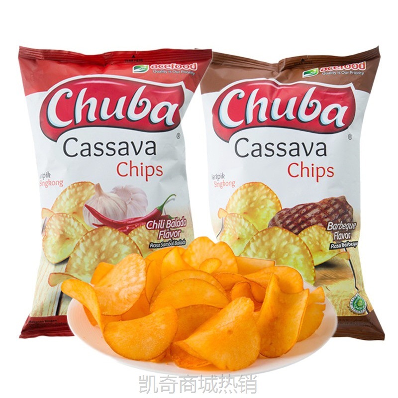 【♥首购3元♥】印尼进口 Chuba烧烤/香辣味木薯片140g*2袋 休闲小吃零食批发