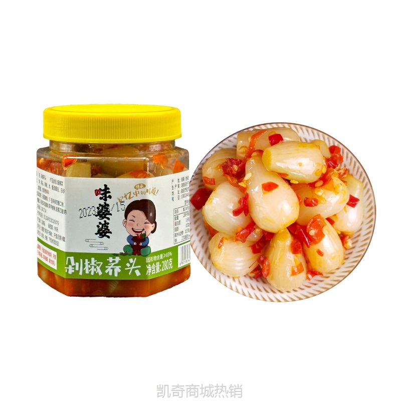 【♥凯奇美食供应链♥】剁椒藠头湖南特色农家手工制作剁辣椒荞头酸辣爽口开味下饭菜代发