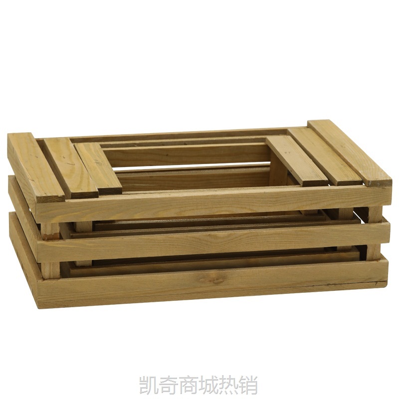 【♥首购3元♥】6JN自助餐台木制收纳筐 森系甜品台木框装饰摆件 木头复古陈列展