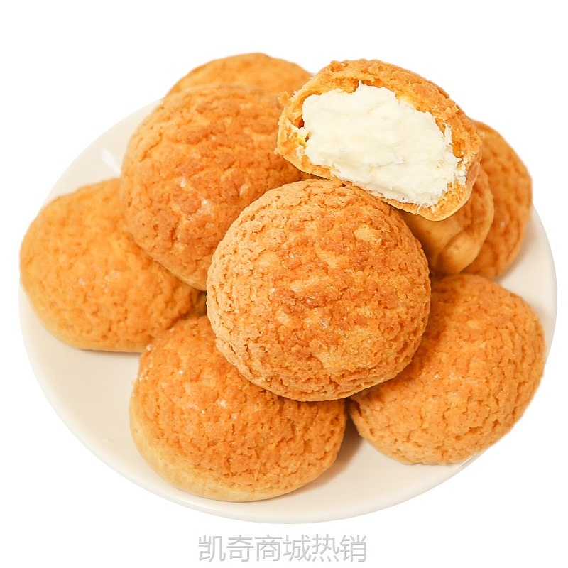 【♥凯奇美食供应链♥】冰淇淋爆浆泡芙夹心奶油蛋糕小点心早餐面包解馋小吃整箱休闲食品