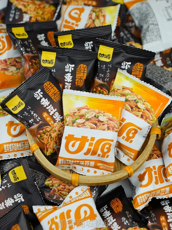 【♥首购3元♥】甘源虾条豆果鲜虾味烤肉味青豆蚕豆散装小包装解馋办公室休闲零食