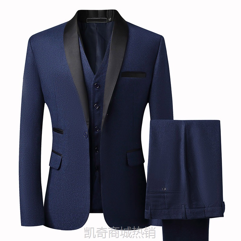 suit新郎西服套装男士三件套修身韩版结婚礼服商务休闲帅气西装男