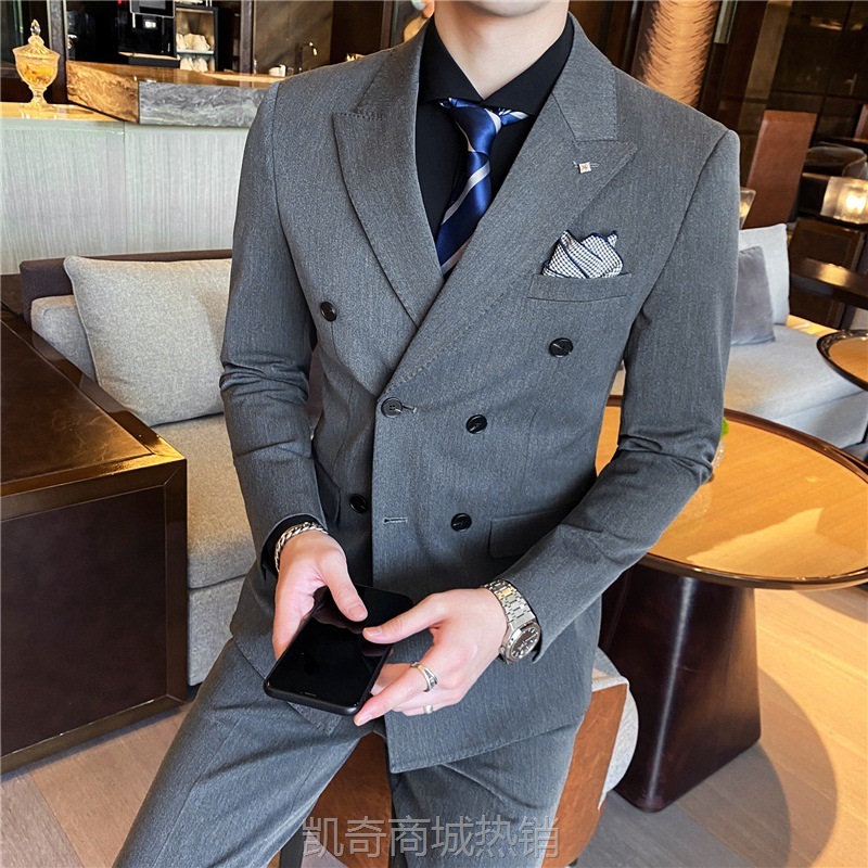 男士西服套装韩版修身商务小西装西裤职业正装伴郎服新郎结婚礼服