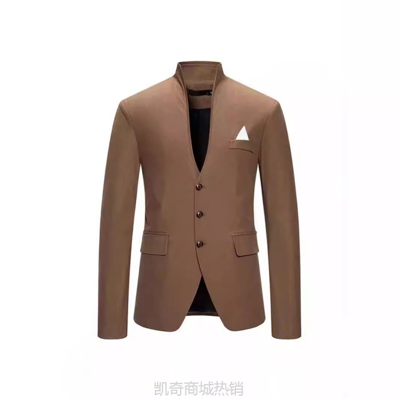 2024跨境外贸亚马逊欧美男士整单排扣立领婚礼修身商务西装