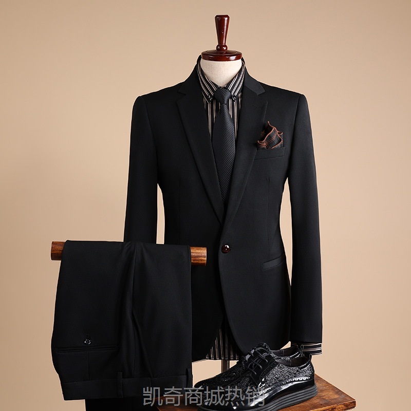 四季英伦西装男式套装修身商务正装伴装新郎结婚礼服西服两件套秋