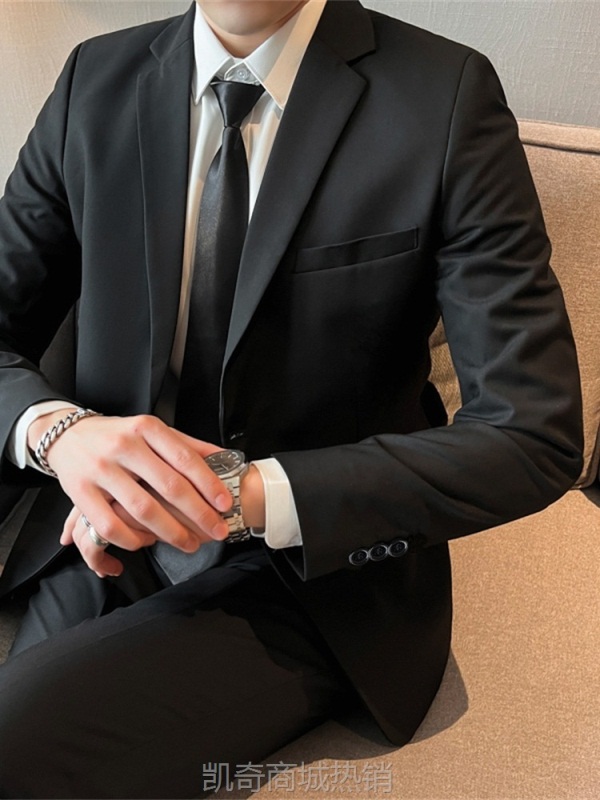 西服男外套修身黑色休闲商务正装职业韩款青年加大码伴郎单件西装