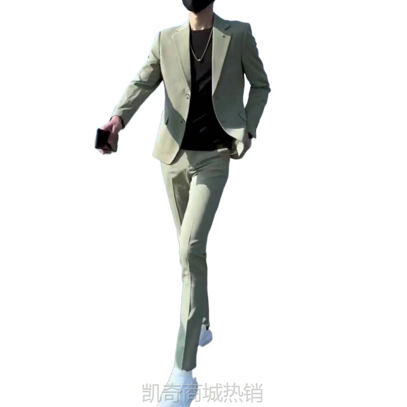 浅色系西服套装男士商务正装修身伴郎痞帅英伦风新郎结婚礼服西装
