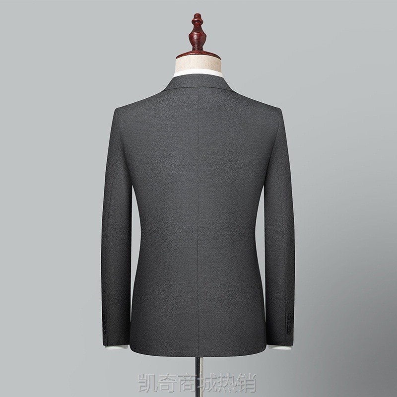 男士羊毛灰色西服套装秋冬西装商务正装两件套西宴会新郎礼服休闲