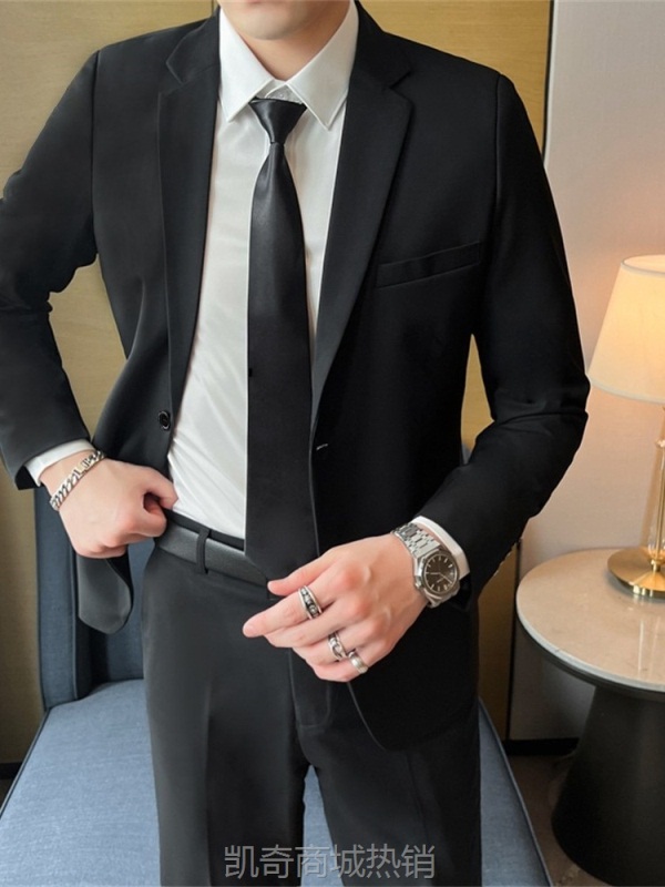 西服男外套修身黑色休闲商务正装职业韩款青年加大码伴郎单件西装