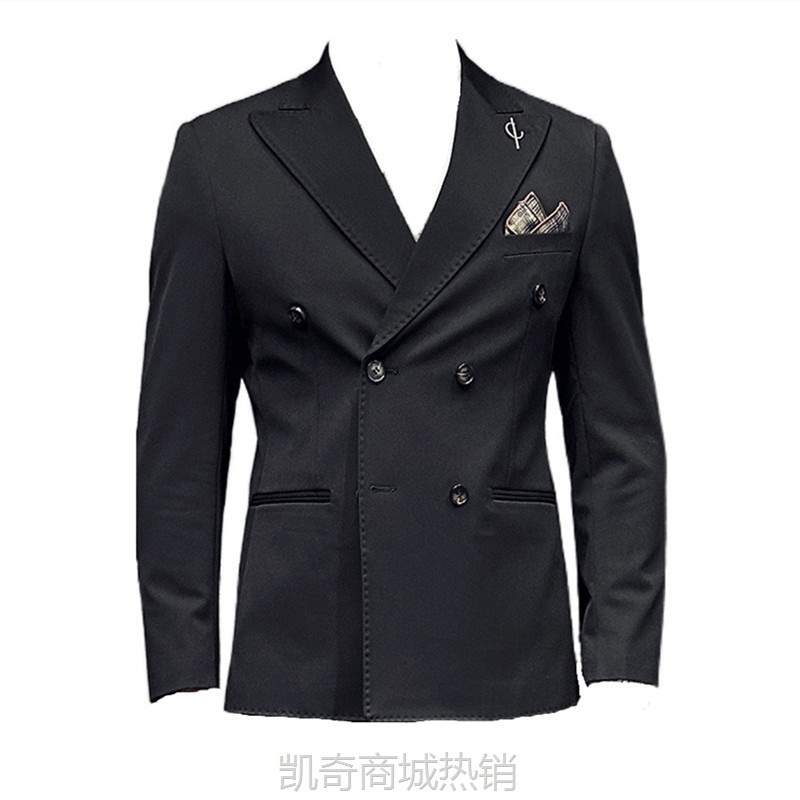 双排扣西服套装男新款休闲伴郎新郎结婚三件套修身韩版商务礼服男