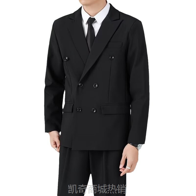 秋冬季双排扣西装外套男士高级感修身痞帅伴郎婚礼服时尚西服上衣