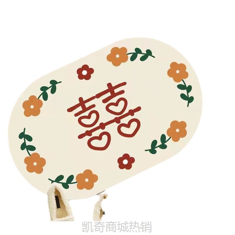 喜字红色婚庆硅藻泥吸水地垫家用卫生间速干防滑脚垫入户耐脏门垫