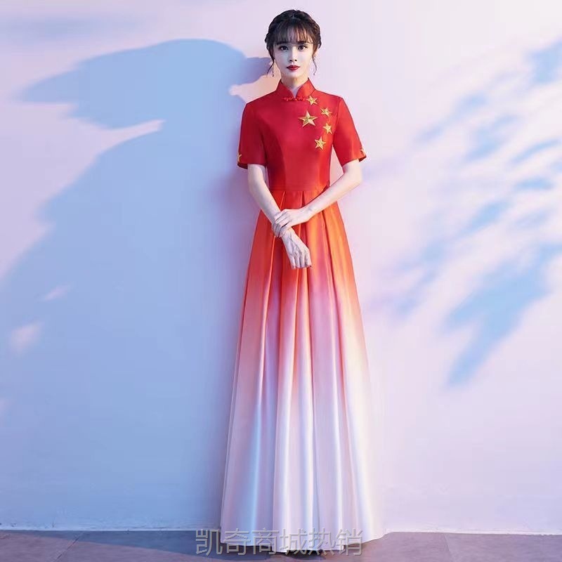 大合唱团演出服大学初中生国庆红歌比赛服装指挥服朗诵晚礼服长裙
