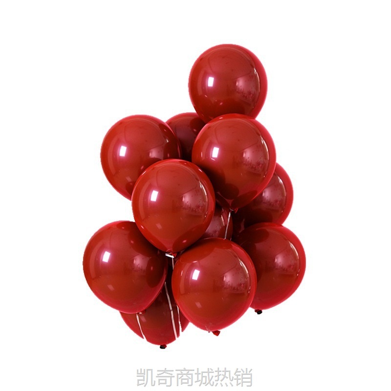 批发婚庆婚房装饰单双层石榴红宝石红大红印喜字加厚乳胶爱心气球
