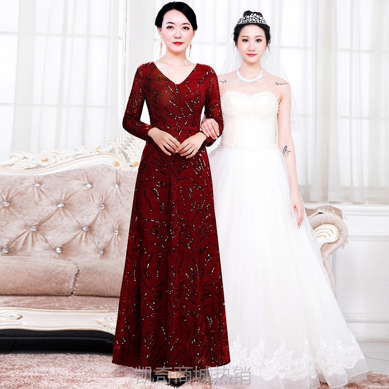 嫁女儿婚礼妈妈装新娘母亲喜婆婆的礼服时尚显瘦中老年婚宴装