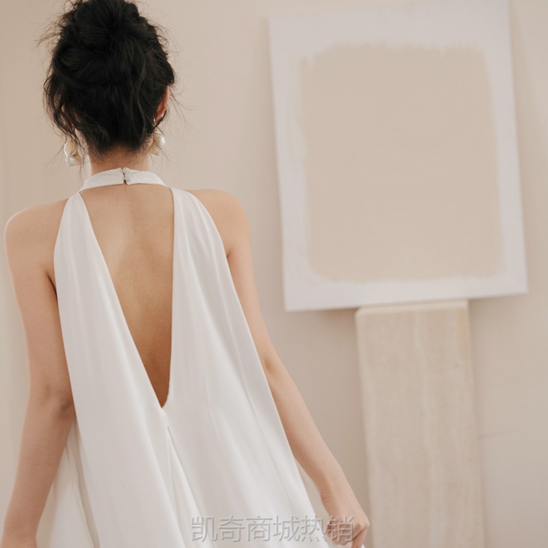 新娘晨袍「晨起倦意」2024新款轻婚纱领证小白裙生日派对宴会礼服