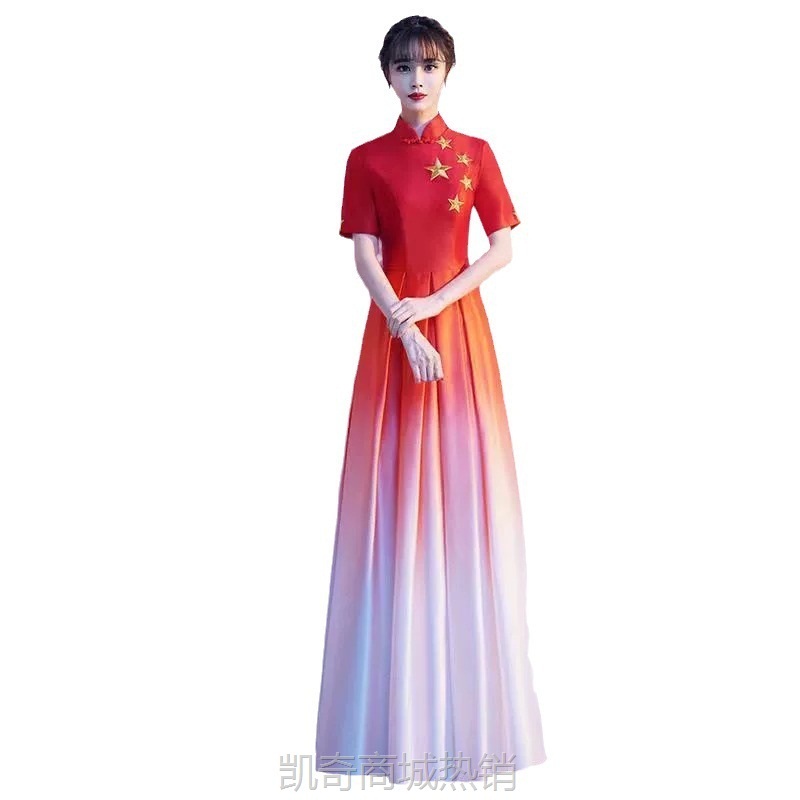 大合唱团演出服大学初中生国庆红歌比赛服装指挥服朗诵晚礼服长裙