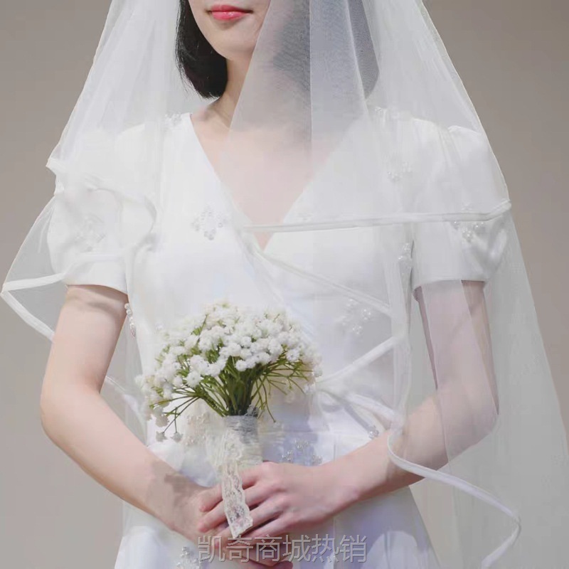 缎面礼服女新娘出门纱气质法式敬酒服2024新款复古简约旅拍轻婚纱