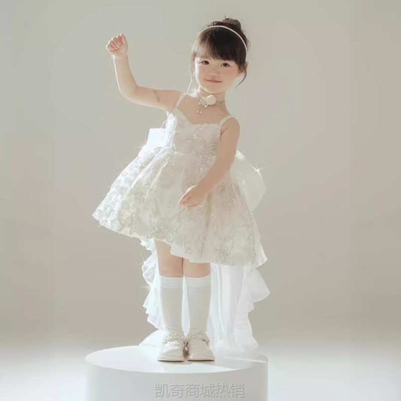 公主裙女童礼服轻奢小众高端儿童生日主持人花童婚礼小女孩蓬蓬裙