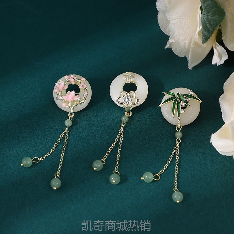 古风旗袍国潮风压襟气质挂件胸针汉服竹子流苏复古中式妆配饰品女