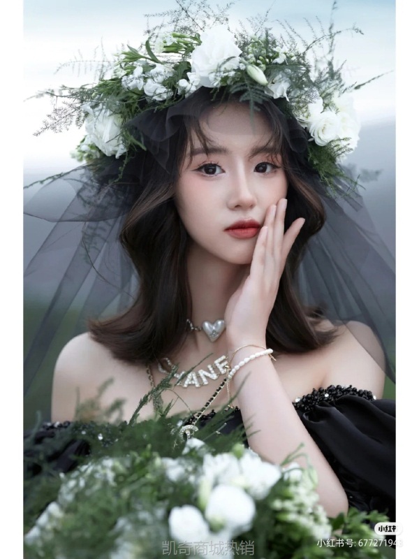 影楼外景主题拍照服装时尚连衣裙情侣写真黑色礼服唯美公主婚纱裙