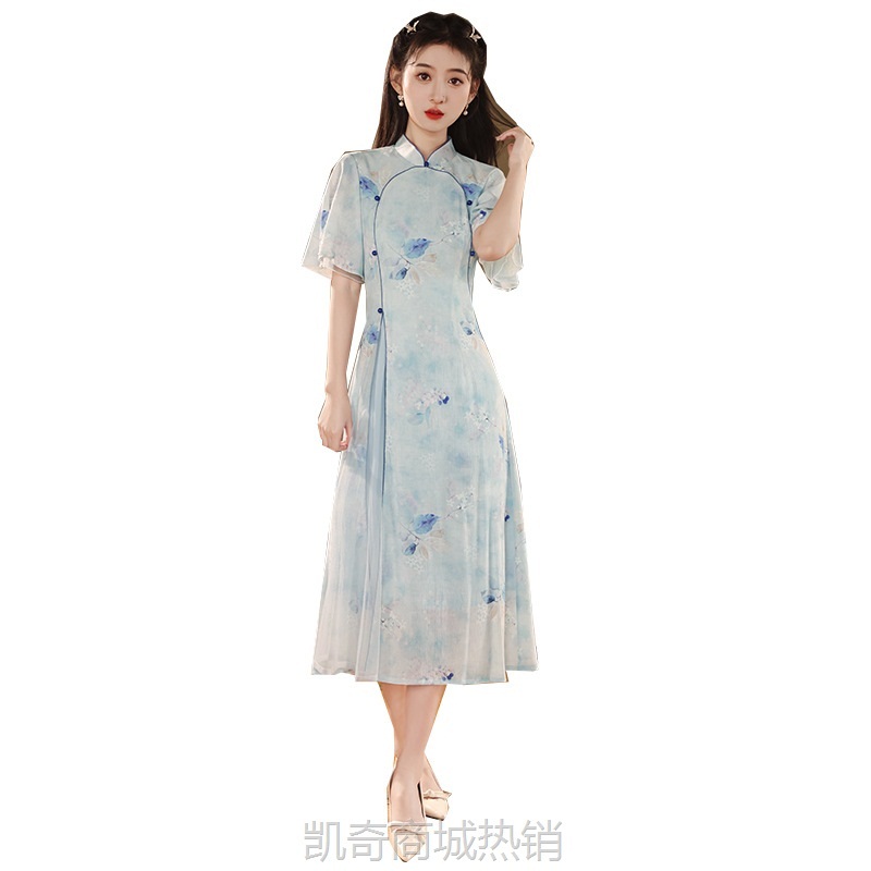 2024年春夏新款女装婚纱礼服改良复古文艺时尚时髦新中式旗袍印花