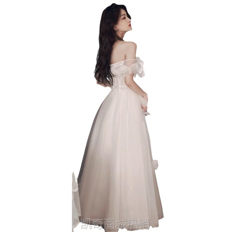 白色晚礼服裙女法式高级感高端轻奢小众生日森系婚纱成人在逃公主