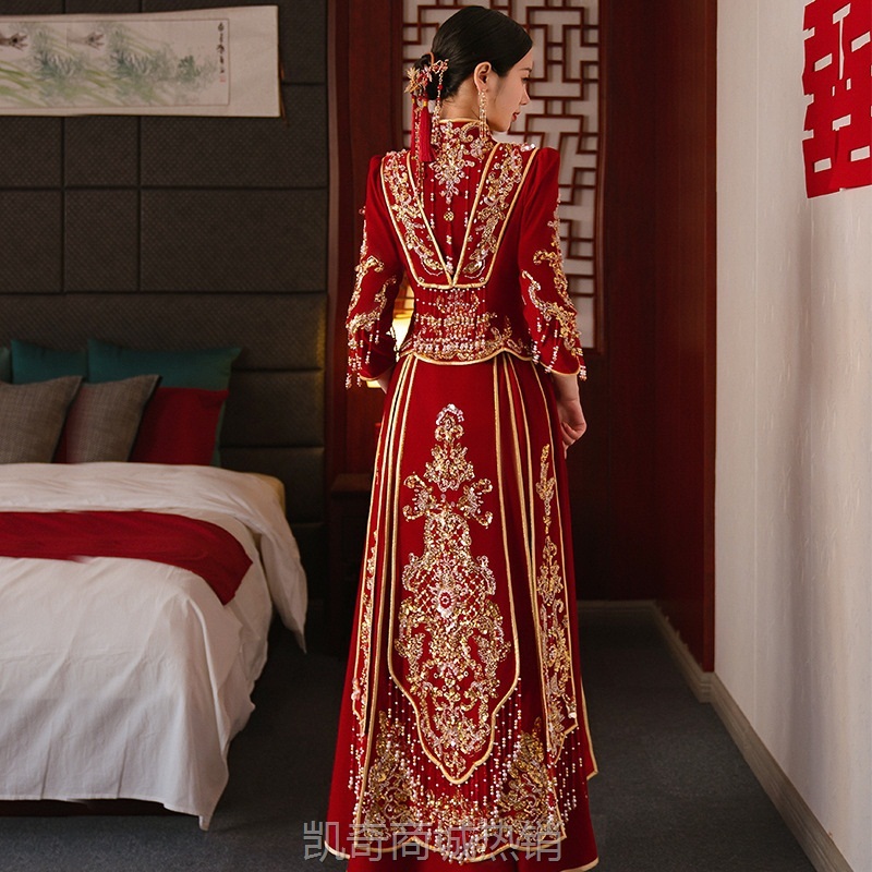 秀禾服新娘2024年新款中式婚纱出阁敬酒服龙凤褂显瘦高档秀和服女