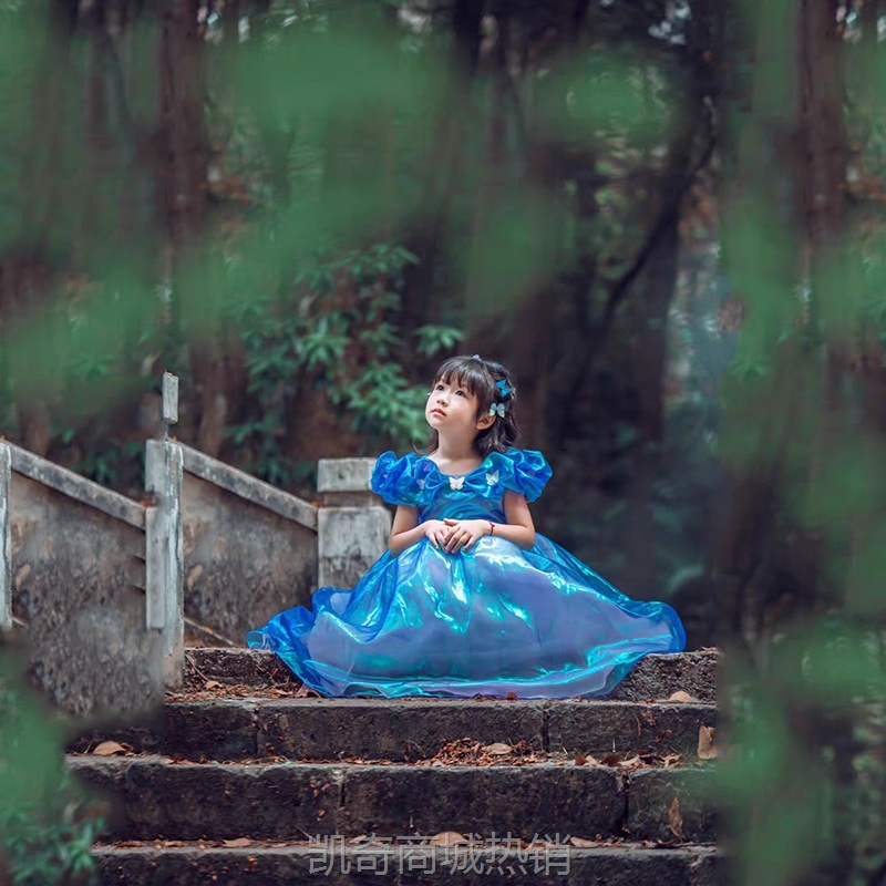 儿童礼服公主裙可爱灰姑娘女童钢琴小主持人演出服生日洋气蓬蓬裙