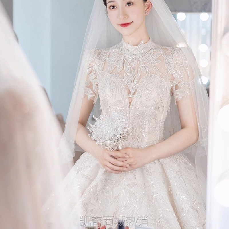 新娘主婚纱2024新款新娘主纱法式重工奢华复古质感星空长拖尾婚纱
