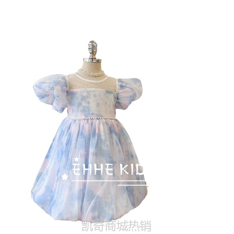 女童连衣裙夏季新款珍珠女宝宝洋气公主裙韩版儿童礼服裙子6Y115