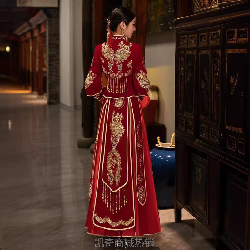 秀禾服2024年新款新娘结婚礼服中式婚纱嫁衣龙凤褂小个子敬酒服女