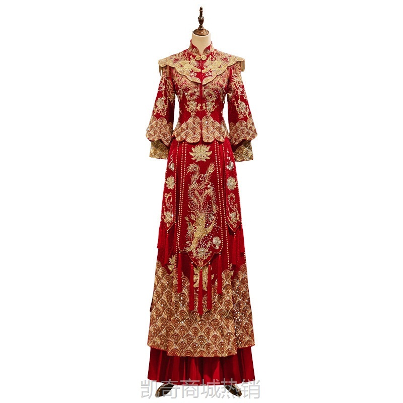 秀禾服披肩款新娘年新款龙凤褂结婚中式婚纱敬酒礼服嫁衣直销