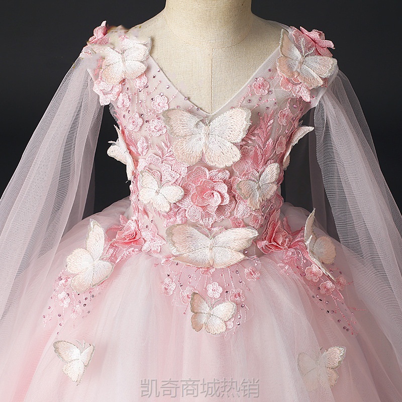 儿童礼服公主裙女童花仙子拖尾花童洋气蓬蓬纱走秀小主持人演出服