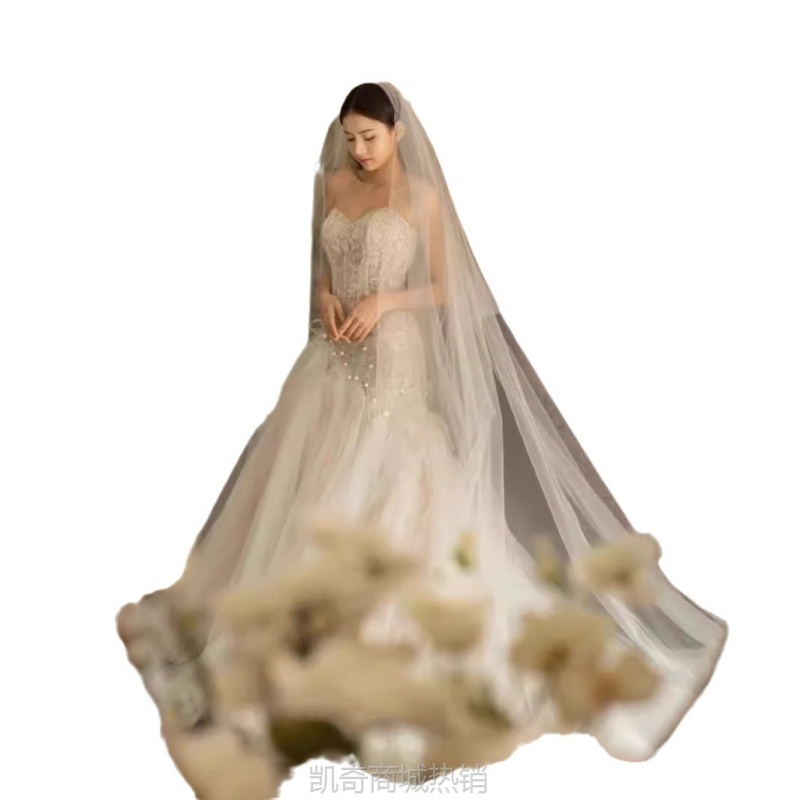 婚纱2024新款新娘鱼尾抹胸出门轻婚纱高级感拖尾婚纱礼服裙设计感
