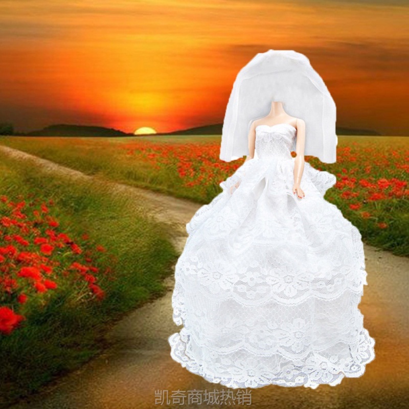 外贸货源 巴芘娃娃衣服配件 洋娃娃婚纱公主裙晚礼服5款可选
