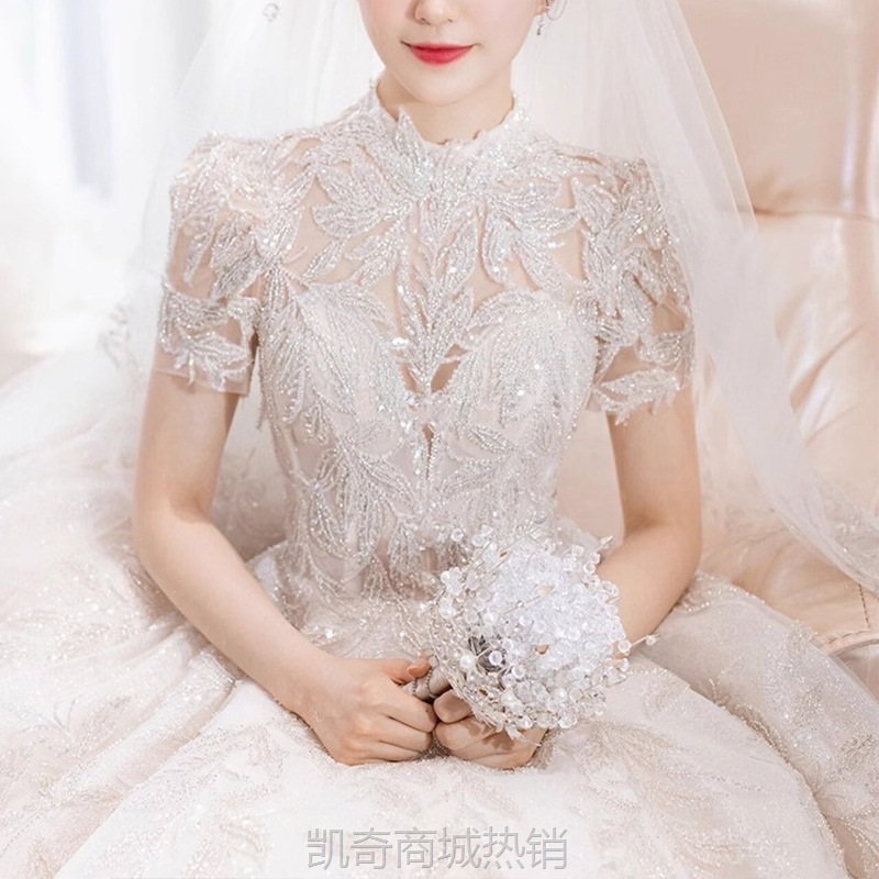 新娘主婚纱2024新款新娘主纱法式重工奢华复古质感星空长拖尾婚纱