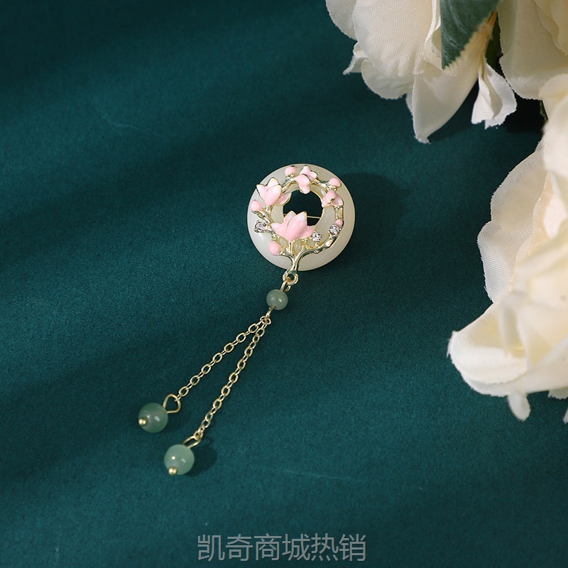 古风旗袍国潮风压襟气质挂件胸针汉服竹子流苏复古中式妆配饰品女