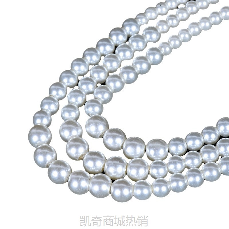 跨境三层玻璃珍珠项链优雅时尚毛衣链礼服旗袍颈链 戏曲服饰配饰