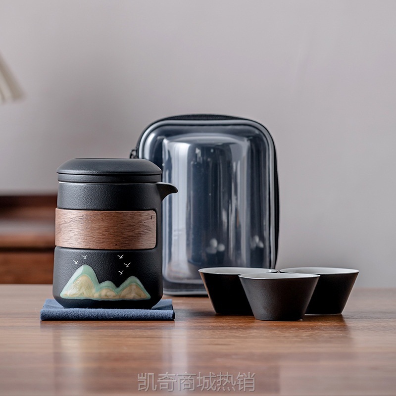 万里山河便携式旅行茶具伴手礼快客杯一壶三杯开业家用商务礼品