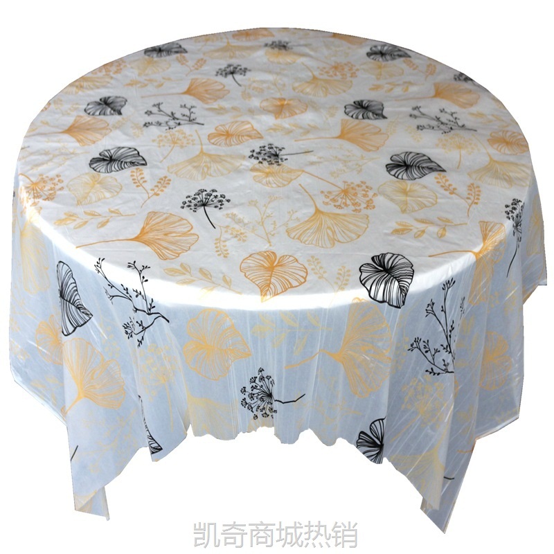 一次性桌布圆桌塑料餐布印花餐桌布加厚长方形商家用方桌台布饭店
