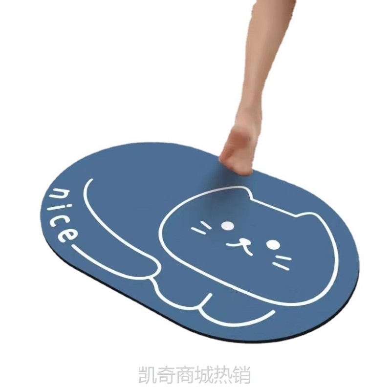 批发可爱卡通软硅藻泥地垫吸水防滑速干脚垫卫生间浴室厕所地垫