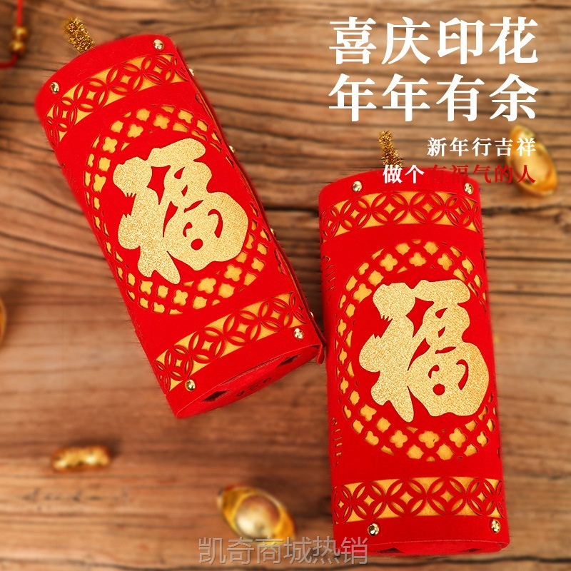 蛇年鞭炮装饰2025爆竹摆件推头过年商场仿真新年坐炮场景布置用品