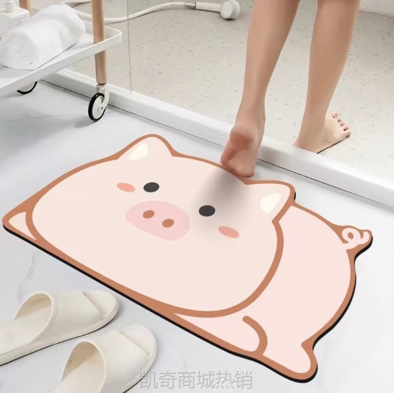 批发卫生间软硅藻泥吸水防滑脚垫卡通家用厕所门口浴室速干地垫