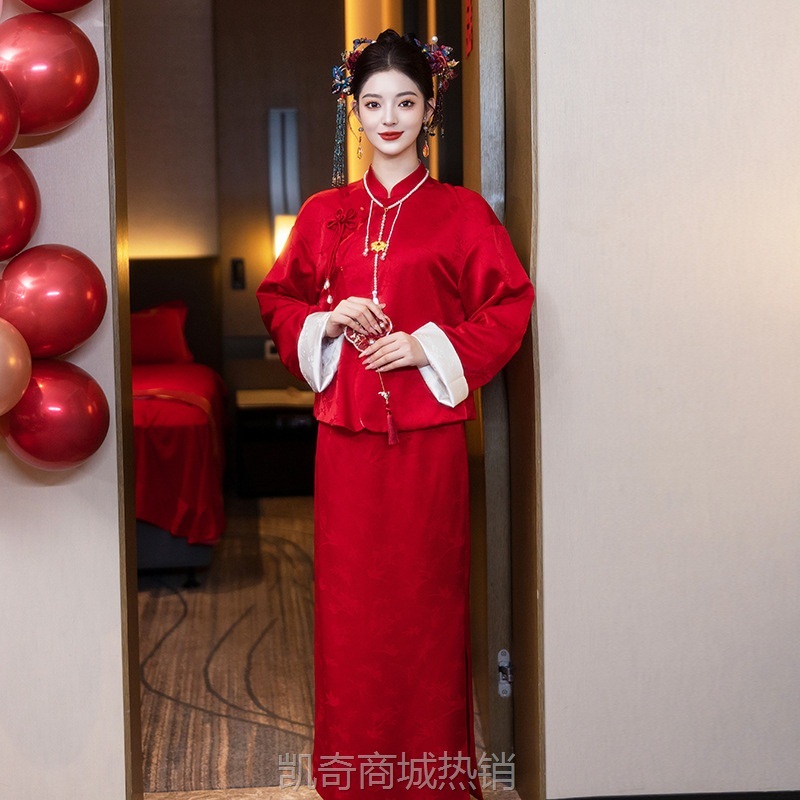 新款秀禾服2024气质新中式敬酒服小个子新娘结婚婚礼订婚两穿礼服