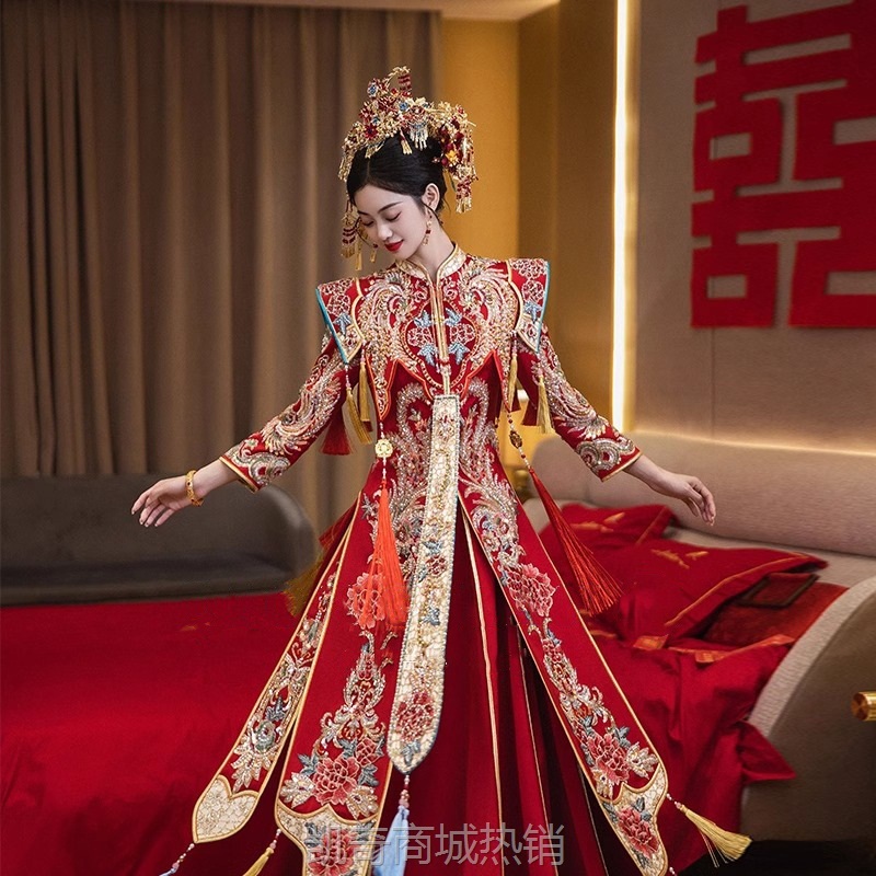 秀禾服婚服2024新款新娘结婚中式婚纱敬酒服小个子嫁衣奢华出阁服