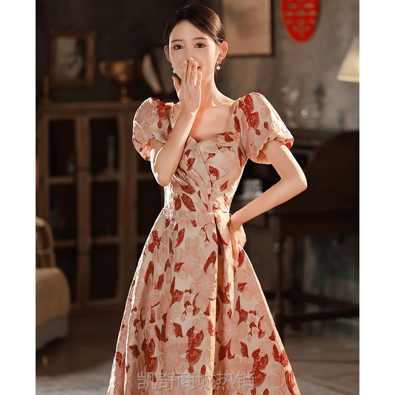 敬酒服新娘结婚2024新款回门便装平时可穿小个子红色订婚礼服女裙